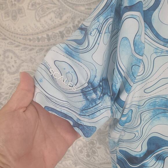 Scales TOPO polo Men's blue Sz Medium golf boating fishing coastal UV athleisure - Picture 5 of 10